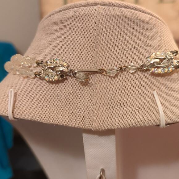 Vintage Two Strand Graduated AB Crystal Necklace - Picture 4 of 5